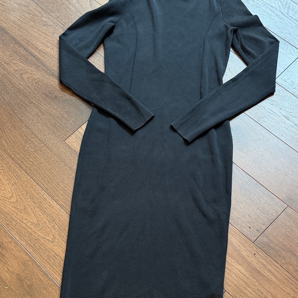KARL LAGERFELD Women's Black Long Sleeves Bodycon Dress Medium C5-073 - Picture 3 of 6